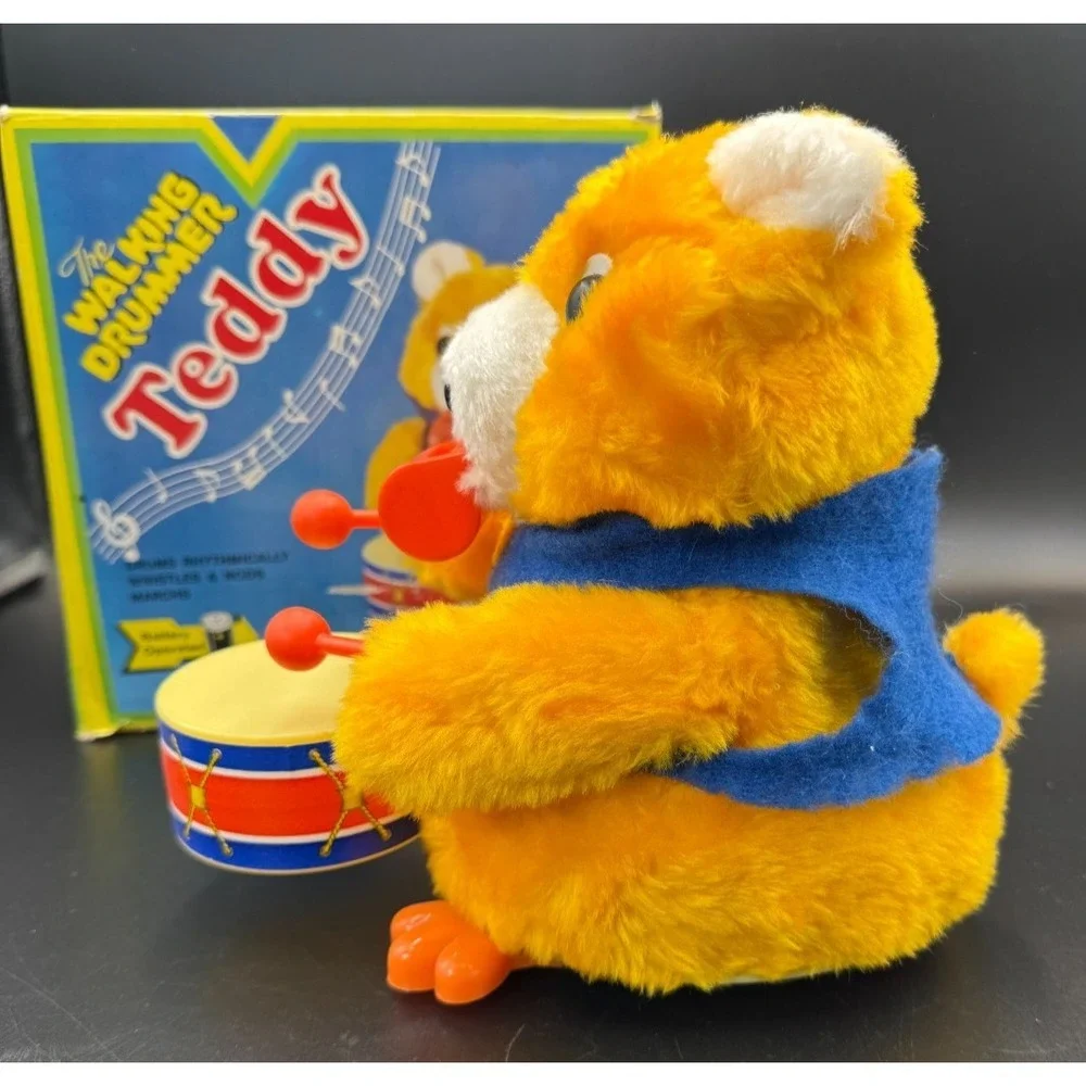 Teddy The Walking Drummer Battery Operated Toy & Original Box 1980's **VIDEO**